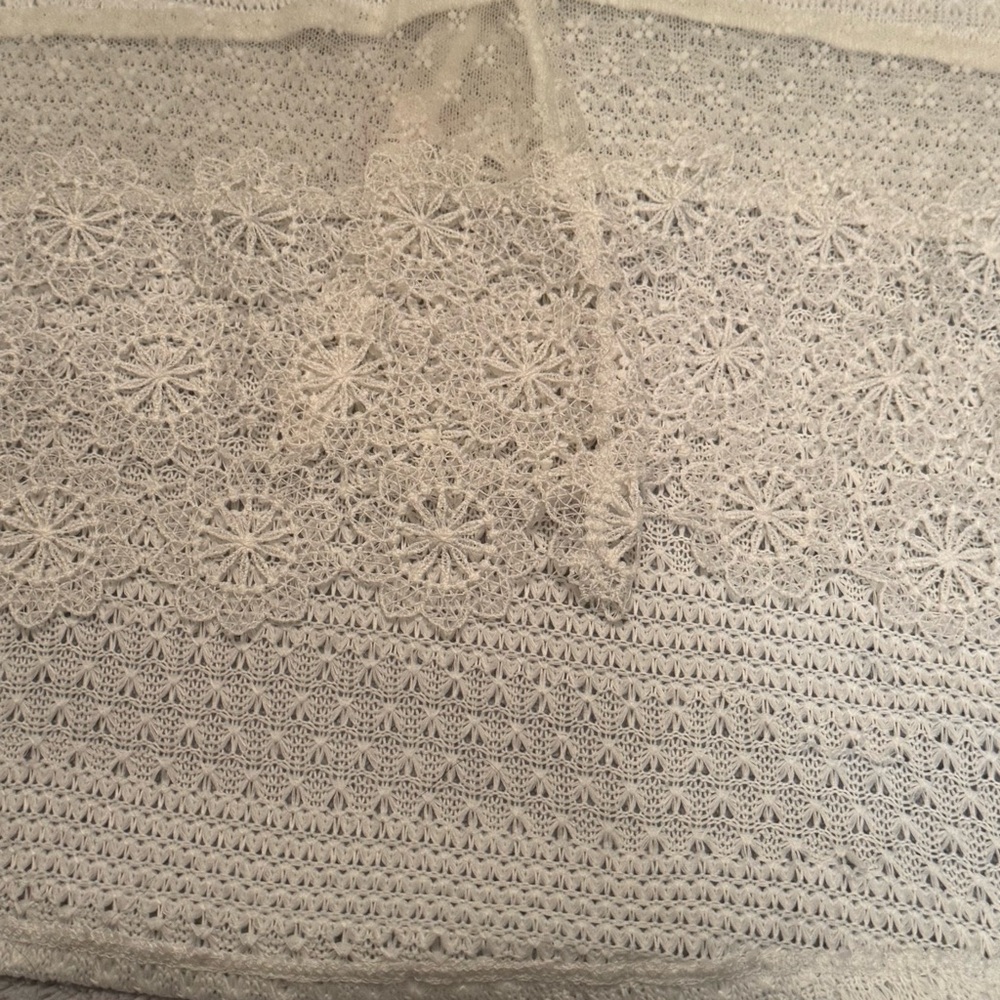 Self Esteem White Crochet Lace Vest Open Front Boho‎ Festival Layering Size L - Picture 5 of 10